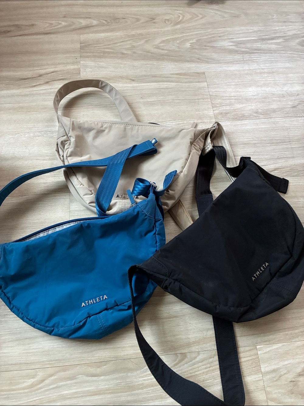 Athleta Blue, Black & Tan Crossbody Trio - Lightweight Sling Bags